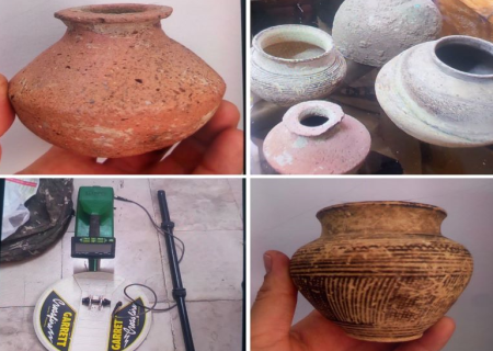 کشف فلزیاب و کوزه‌های ۱۰ میلیاردی تاریخی در شهر زرقان