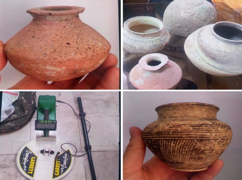 کشف فلزیاب و کوزههای ۱۰ میلیاردی تاریخی در شهر زرقان